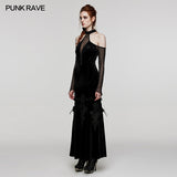 Antiphates Gothic Velvet Mesh Black Dress