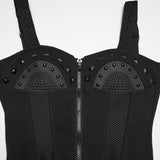Henbane Women's Gothic Corset with Studded Details in Black