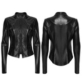 Crepuscule Women's Gothic Faux Leather Zipped Jacket in Black