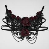 Ravenscar Women's Gothic Bralet with Lace in Black & Red