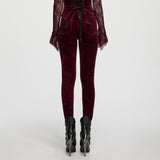 Camera Obscura Women's Gothic Leggings with Velvet Fabric in Red