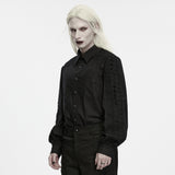 Hospitaller Men's Gothic Shirt with Lace Detail in Black