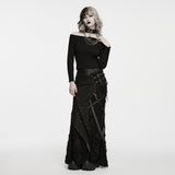 Ulthar Women's Gothic Skirt with Lacing Detail in Black