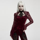 Cockatrice Women's Gothic Top with Velvet in Red
