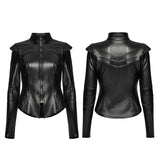 Widow Peak Faux Leather Zipped Top