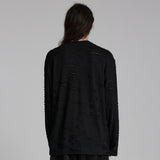 Brocéliande Men's Punk Distressed Long Sleeve T-shirt in Black
