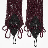 Furiosa Women's Gothic Gloves with Beading in Red
