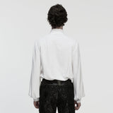 Austere Gothic White Cotton Ruffle Shirt Men's