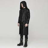 Alcyone Gothic Distressed Faux Leather Studded Hooded Coat Men's
