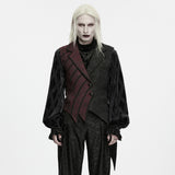 Tristan Men's Gothic Asymmetrical Tailcoat Vest in Black & Red