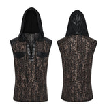 Corvid Men's Gothic Lace Up Top in Leopard Print