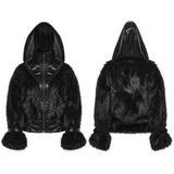 Perigee Women's Punk Faux Fur Faux Leather Coat in Black