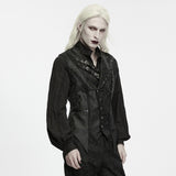 Lorgnette Men's Gothic Jacquard Asymmetrical Strap Vest in Black