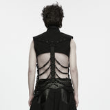 Magic Lantern Men's Punk Abyss Chain Stand-Collar Vest in Black