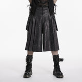 Arges Gothic Buckle Waxed Denim Kilt