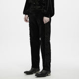 Locket Men's Gothic Embroidered Velvet Pants in Black