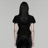 Crimson Elegy Women's Gothic Lace Top  in Black