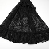 Augury Women's Gothic Blouse with Lace Fabric in Black