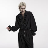 Epitaph Men's Gothic Shirt & Blouse with Ruffled in Cotton Fabric in Black