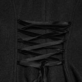 Epitaph Women's Gothic Woollen coat with Faux Fur Trim in Black