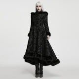 Giselle Women's Gothic Faux Fur Trim Coat in Black
