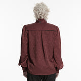 Balor Men's Gothic Jacquard Ruffle Shirt in Red