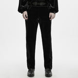 Locket Men's Gothic Embroidered Velvet Pants in Black