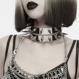 Elegy Women's Choker with Spikes in Silver
