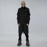 Erebor Gothic Wool Harness Buckle Black Coat Men's