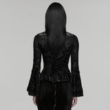 Iron Vesper Women's Gothic Velvet Top in Black