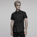 Alphard Gothic Cotton Eyelet Short-Sleeve Shirt Men's
