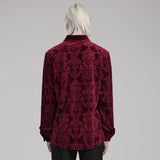 Antipathy Gothic Embossed Velvet Baroque Red Shirt Men's