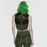 Séance Women's Gothic Waistcoat with Studded Lapels in Black