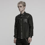 Cloven Punk Studded Faux Leather Harness Shirt Men's