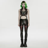 Bitter Root Women's Faux Leather Top with Lacing Detail in Black and Red