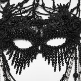 Salammbô Women's Gothic Beaded Priestess Masquerade Mask in Black