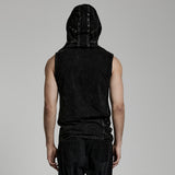 Tincture Men's Punk Hooded Sleeveless Top in Black