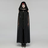 Vesperia Women's Gothic Cloak Cape with Faux Fur in Delicate Mesh, Which Creates An Ethereal Aesthetic in Black