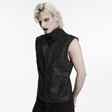 Dusk Rite Men's Gothic Zipped Sleeveless Jacket in Black