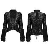 Iron Vesper Women's Gothic Velvet Top in Black