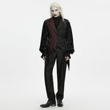 Tristan Men's Gothic Asymmetrical Tailcoat Vest in Black & Red