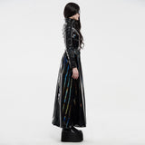 Odette Women's Cyber Iridescent Patent Long Coat in Black