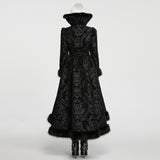 Giselle Women's Gothic Faux Fur Trim Coat in Black