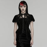 Crimson Elegy Women's Gothic Lace Top  in Black