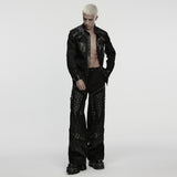 Ghost Orchid Men's Punk Studded Wide Leg Trousers in Black