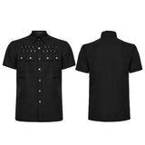 Alphard Gothic Cotton Eyelet Short-Sleeve Shirt Men's