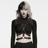 Libitina Women's Gothic Harness with Studded Straps in Black & Red