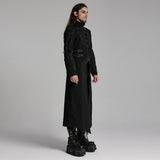 Nether Gothic Wool Lace-Up Faux Leather Harness Coat Men's