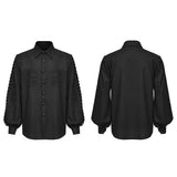 Hospitaller Men's Gothic Shirt with Lace Detail in Black