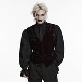 Silver Tongue Men's Velvet Gothic Waistcoat in Black & Red